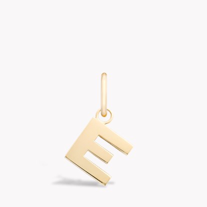 Letter E Pendant Charm in 18ct Yellow Gold