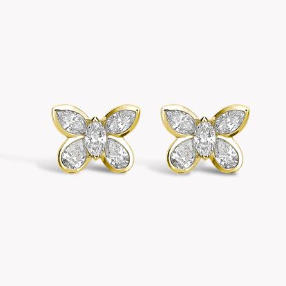 Butterfly Diamond Stud Earrings 0.90ct in Yellow Gold