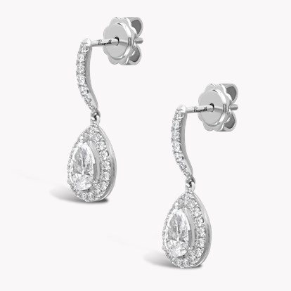 Pear Diamond Halo Drop Earrings