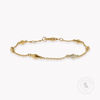 Mini-Cleopatra 0.188ct Diamond Gold Faceted Barrel Link Chain Bracelet