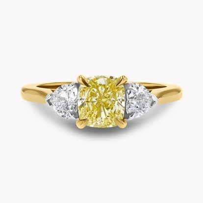 Venus Setting 1.21ct Fancy Yellow Diamond Three Stone Ring