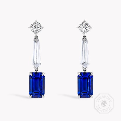 Masterpiece 13.37ct Sri Lankan Sapphire and Diamond Drop Earrings in 18ct White Gold