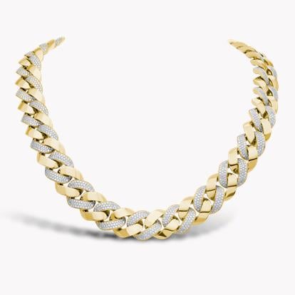 Cuba Small Chain Diamond Necklace 10.45ct in Yellow Gold
