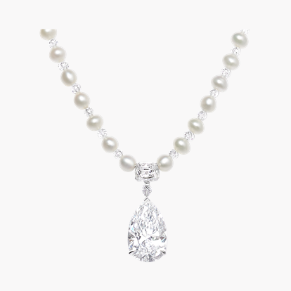 Masterpiece Pear Shaped Diamond & Keshi Pearl Pendant 8.15ct in ...