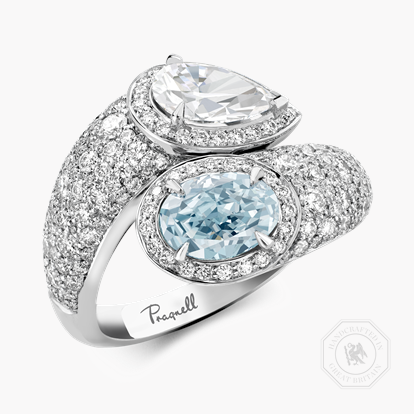 Masterpiece 1.01ct Fancy Blue Diamond Toi et Moi Ring
