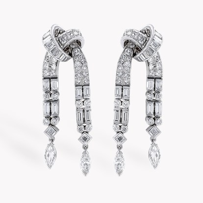 Art Deco diamond drop earring in Platinum