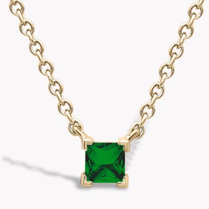 RockChic Emerald Solitaire Necklace 0.36ct in 18ct Yellow Gold