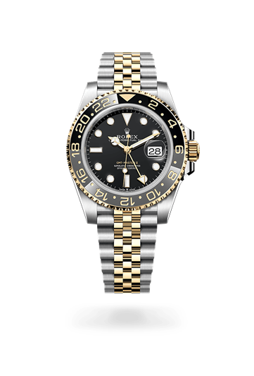 GMT-Master II * Oyster, 40 mm, Oystersteel and yellow gold with a Black Bidirectional rotatable 24-hour graduated bezel. Two-colour grey and black Cerachrom insert in ceramic, moulded numerals and graduations bezel and Jubilee, five-piece links bracelet