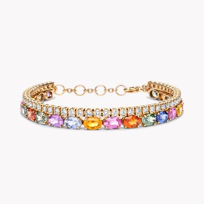 Rainbow Fancy Sapphire and Diamond Bracelet 14.55ct in 18ct Rose Gold