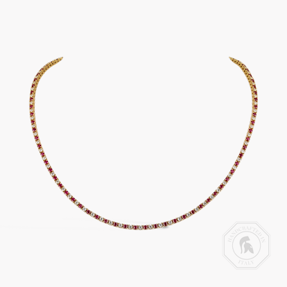 Brilliant Cut 3.59ct Ruby and Diamond Line Necklace