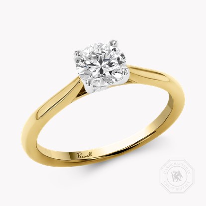 0.70ct Diamond Solitaire Ring - 1.7mm Width Yellow Gold and Platinum Gaia Setting