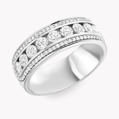 Round Brilliant Cut Diamond Three-Row Ring 1.35ct in Platinum