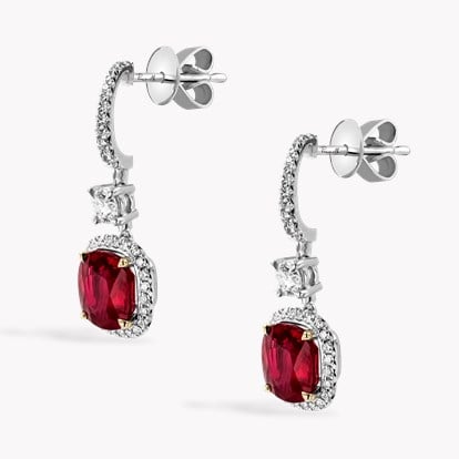 Masterpiece 4.47ct Burmese Ruby and Diamond Drop Earrings