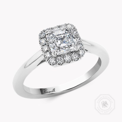Celestial 1.04ct Asscher Cut Diamond Cluster Ring in Platinum