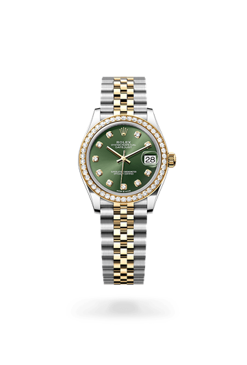 Datejust 31 * Oyster, 31 mm, Oystersteel, yellow gold and diamonds with a White mother-of-pearl set with diamonds Set with diamonds bezel and Jubilee, five-piece links bracelet