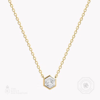 Honeycomb 0.72ct Diamond Solitare Pendant in 18ct Yellow Gold