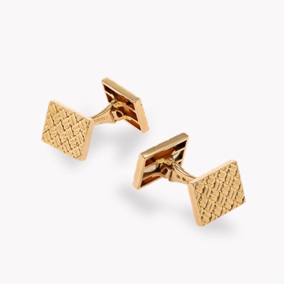 1960s Van Cleef & Arpels Basket Weave Motif Cufflinks 18ct Yellow Gold