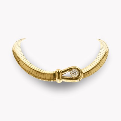 1990s Bold Gold Turbogas Style Hook and Eye Collar Necklace by the House of Chaumet, 0.91 in 18ct Yellow Gold