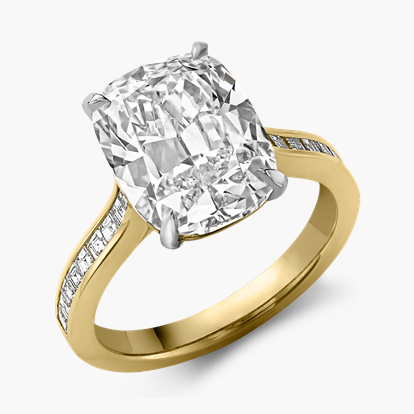Masterpiece Deco Setting Antique Cushion Cut Diamond Ring 5.02ct in Platinum & 18ct Yellow Gold