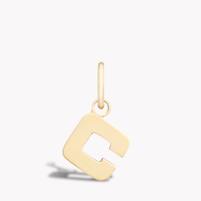 Letter C Pendant Charm in 18ct Yellow Gold