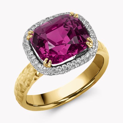Contemporary Pink Madagascan Sapphire & Diamond Ring 7.01ct in 14ct Yellow Gold