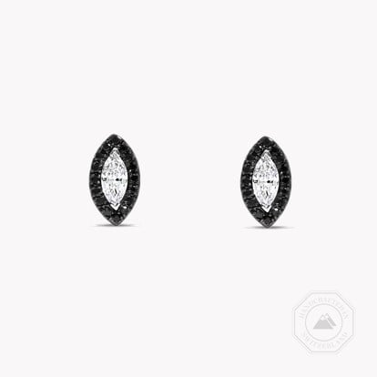 Marquise Cut Diamond Earrings with Black and White Diamonds in 18ct White Gold