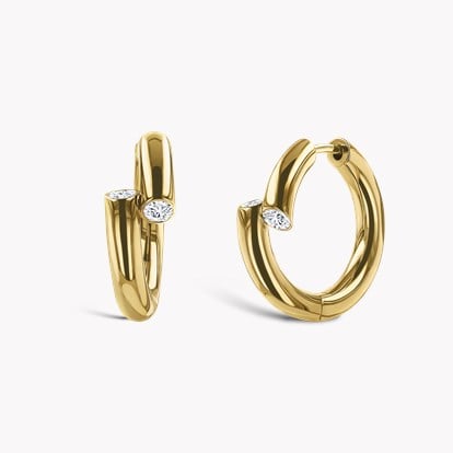 Eclipse Diamond Hoop Earrings 0.16ct in 18ct Yellow Gold