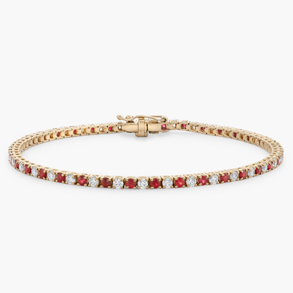 Ember Red Ruby & Diamond Line Bracelet 1.77ct in 18ct Rose Gold 