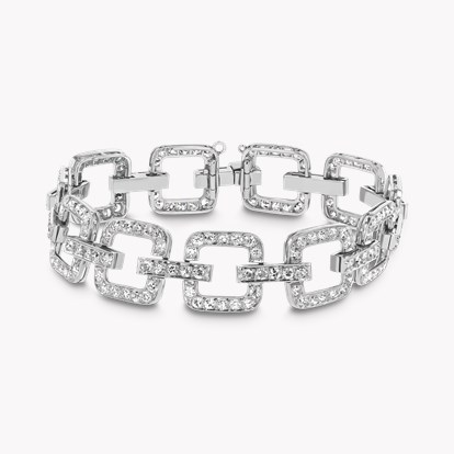 Art Deco Flexible Diamond Bracelet by Deligny, Bernard & Cie for Rene Boivin 6.36cts in 14ct White Gold