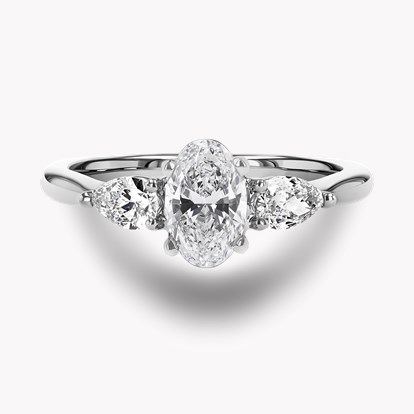 Oval and Pearshaped Three Stone Diamond Ring