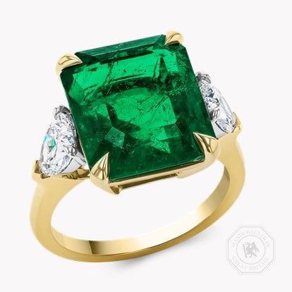Masterpiece Octagonal Cut 8.58ct Colombian Emerald and Diamond Ring in 18ct Yellow Gold and Platinum