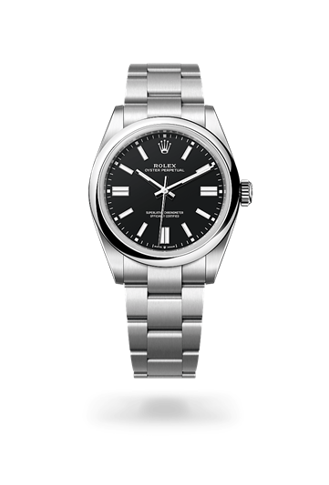 Oyster Perpetual 41 * Oyster, 41 mm, Oystersteel with a Pistachio Domed bezel and Oyster, three-piece solid links bracelet