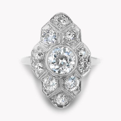 Edwardian Old Cut 0.95ct Diamond Plaque Ring