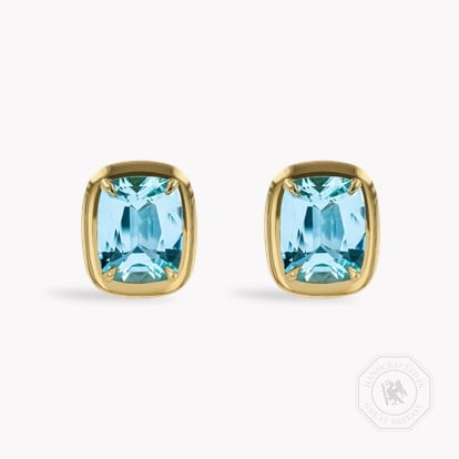 Skimming Stone 4.86ct Lukusuzi Aquamarine and Diamond Earrings in 18ct Yellow Gold