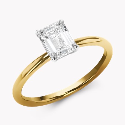 Gaia 0.90ct Diamond Solitaire Ring - Emerald Cut in 18ct Yellow Gold and Platinum