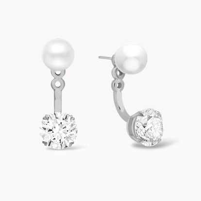 Akoya Pearl Stud with Celia Diamond set Drop in 18ct White Gold