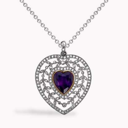 Victorian Heart shaped Gem and Diamond Pendant