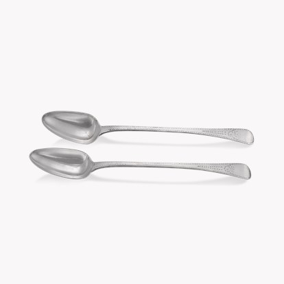 Silver George III Pair of Serving Spoons Solomon Hougham, 1805
