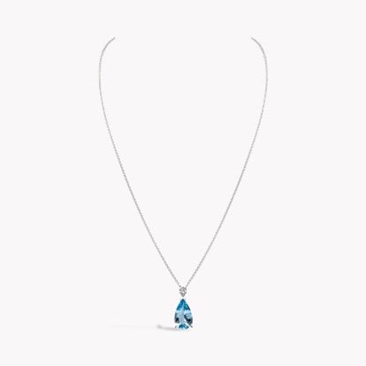 Pear Shaped 2.81ct Lukusuzi Aquamarine and Diamond Pendant