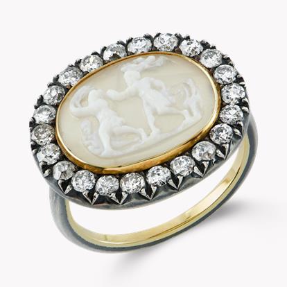 Georgian Agate Cameo Ring 1.03ct in Silver and Yellow Gold
