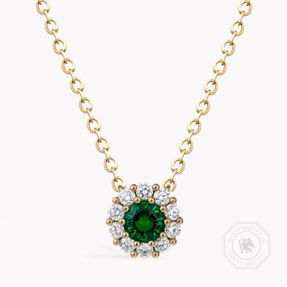 Brilliant Cut 0.52ct Emerald and Diamond Pendant