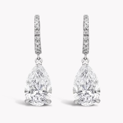 Pearshape Diamond Drop Hoop Earrings 1.53ct in 18ct White Gold
