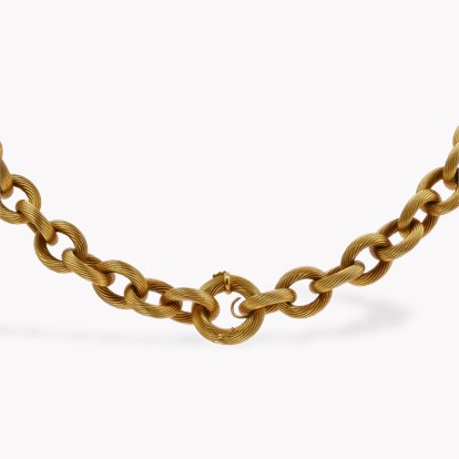 Retro Gold Textured Cable Link Convertible Necklace