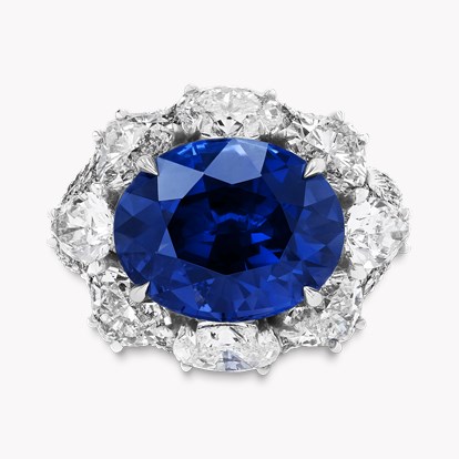 Masterpiece 9.17ct Sri Lankan Royal Blue Sapphire and Diamond Ring in 18ct White Gold