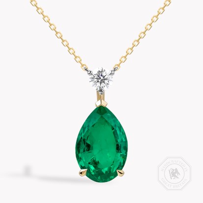 Pear Shaped 4.24ct Colombian Emerald and Diamond Pendant