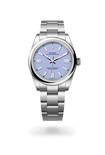 Oyster Perpetual 41 * Oyster, 41 mm, Oystersteel with a Pistachio Domed bezel and Oyster, three-piece solid links bracelet