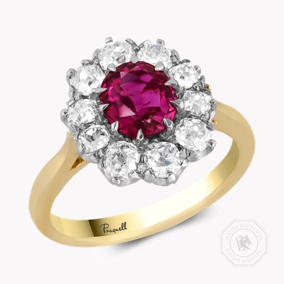 Oval Cut 1.10ct Ruby and Diamond Cluster Ring
