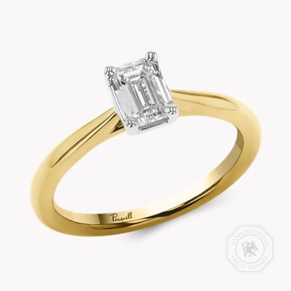 Gaia 0.71ct Emerald Cut Diamond Ring in 18ct Yellow Gold and Platinum