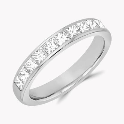 Princess Cut Diamond Half Eternity Ring 1.30ct in Platinum