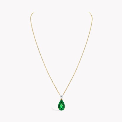 Pear Shaped 1.11ct Emerald and Diamond Pendant